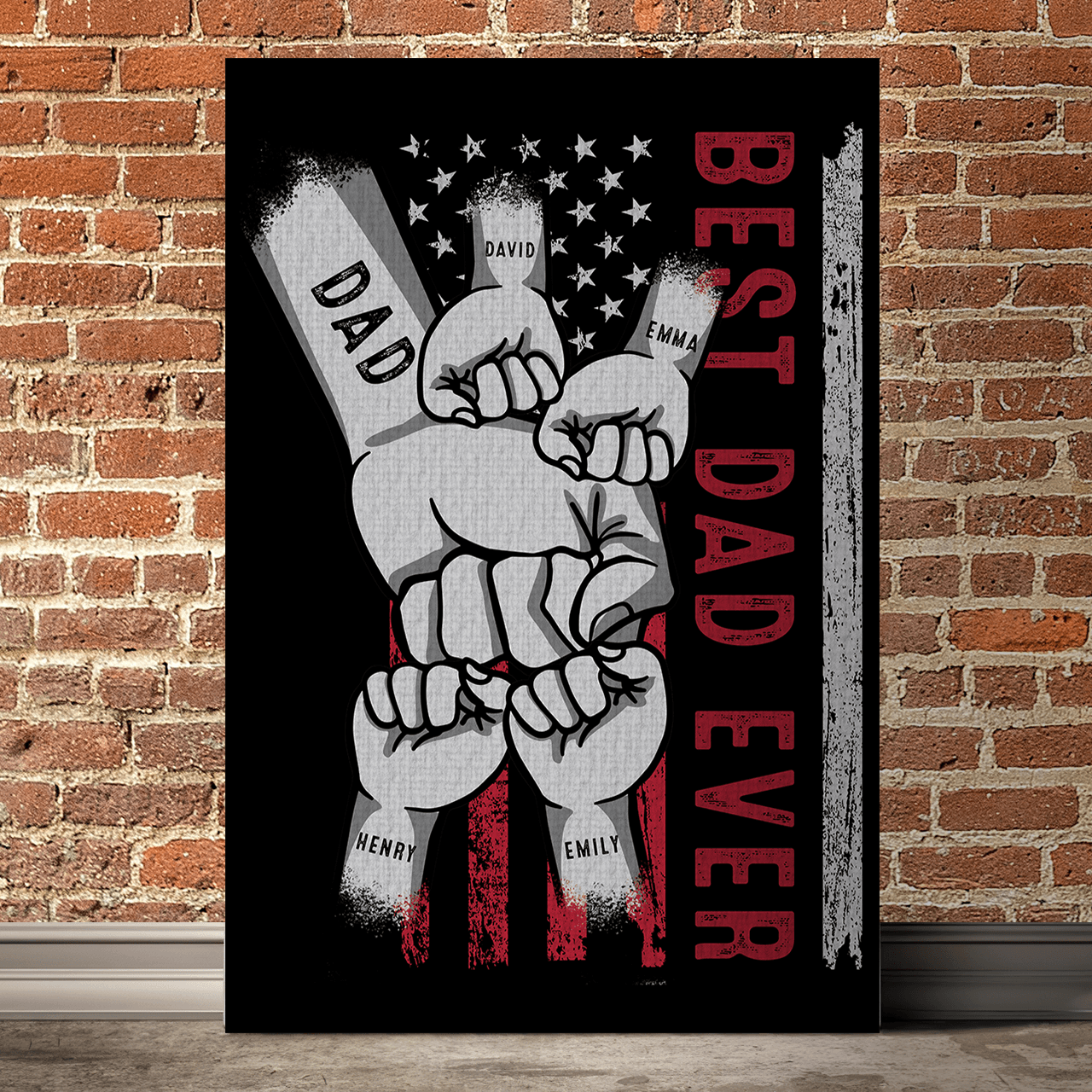 Custom Fist Bump Family Canvas - Personalized Dad Gift