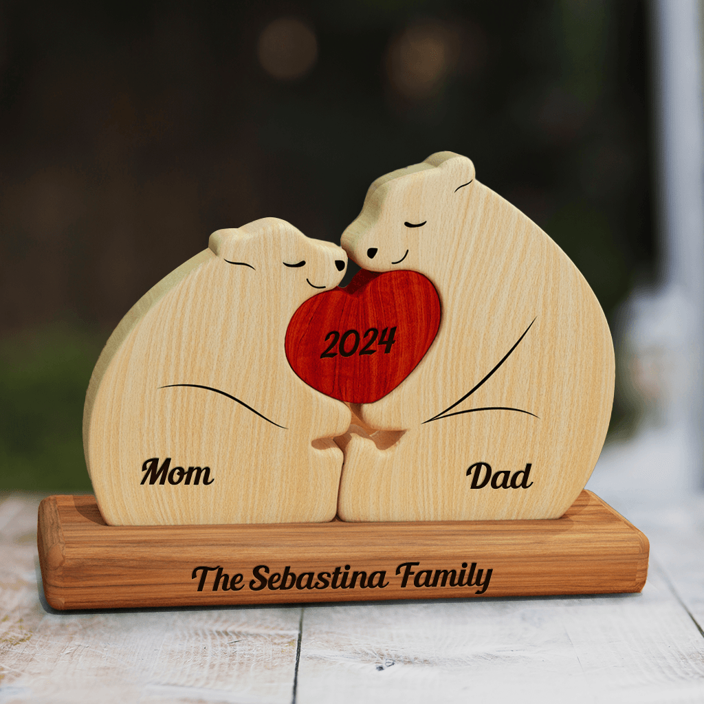 Chubby Bear Family Puzzle - Wooden Pet Carvings