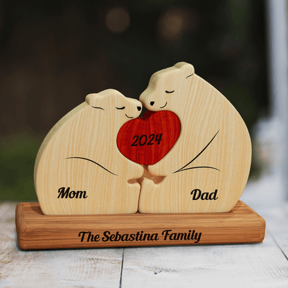 Chubby Bear Family Puzzle - Wooden Pet Carvings
