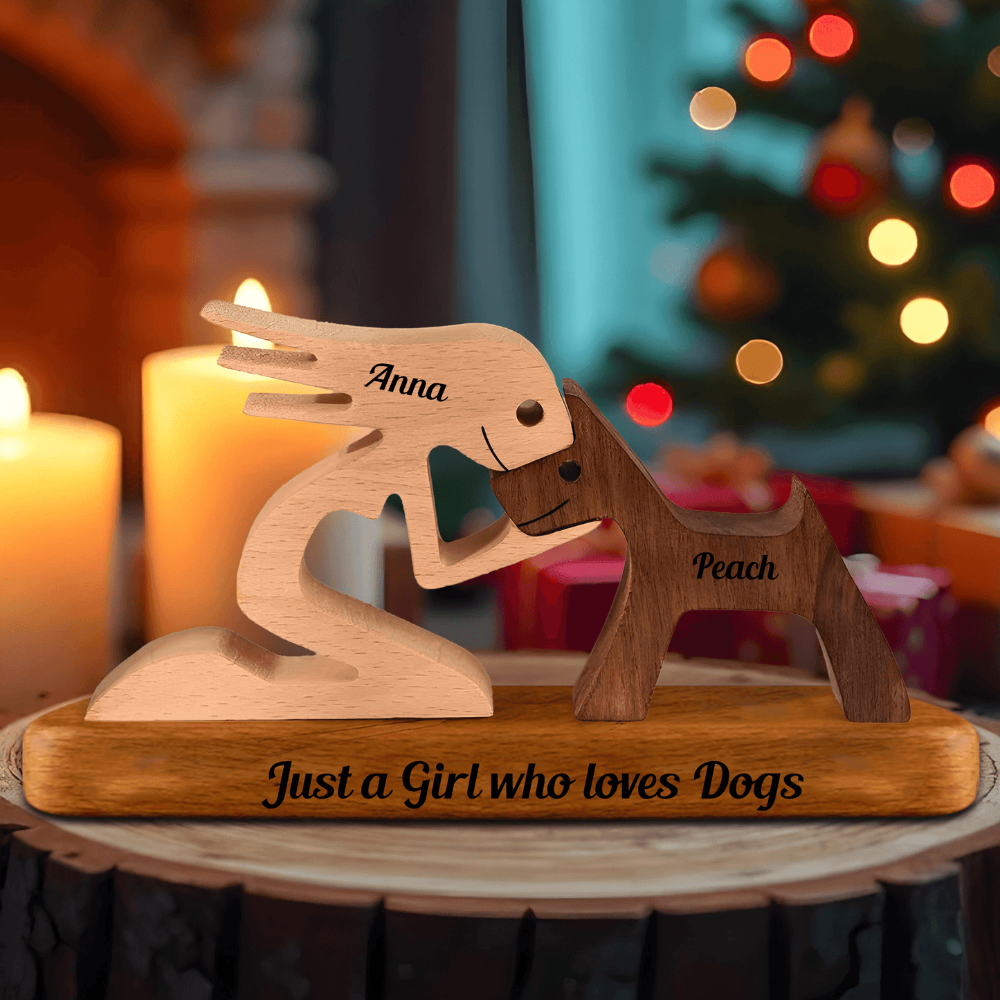 Personalized Pet Wood Carvings With Base - Custom Name Wooden Puzzle