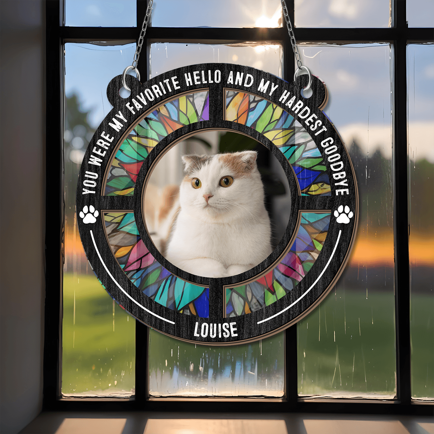 My Favorite Hello & Hardest Goodbye - Personalized Memorial Suncatcher