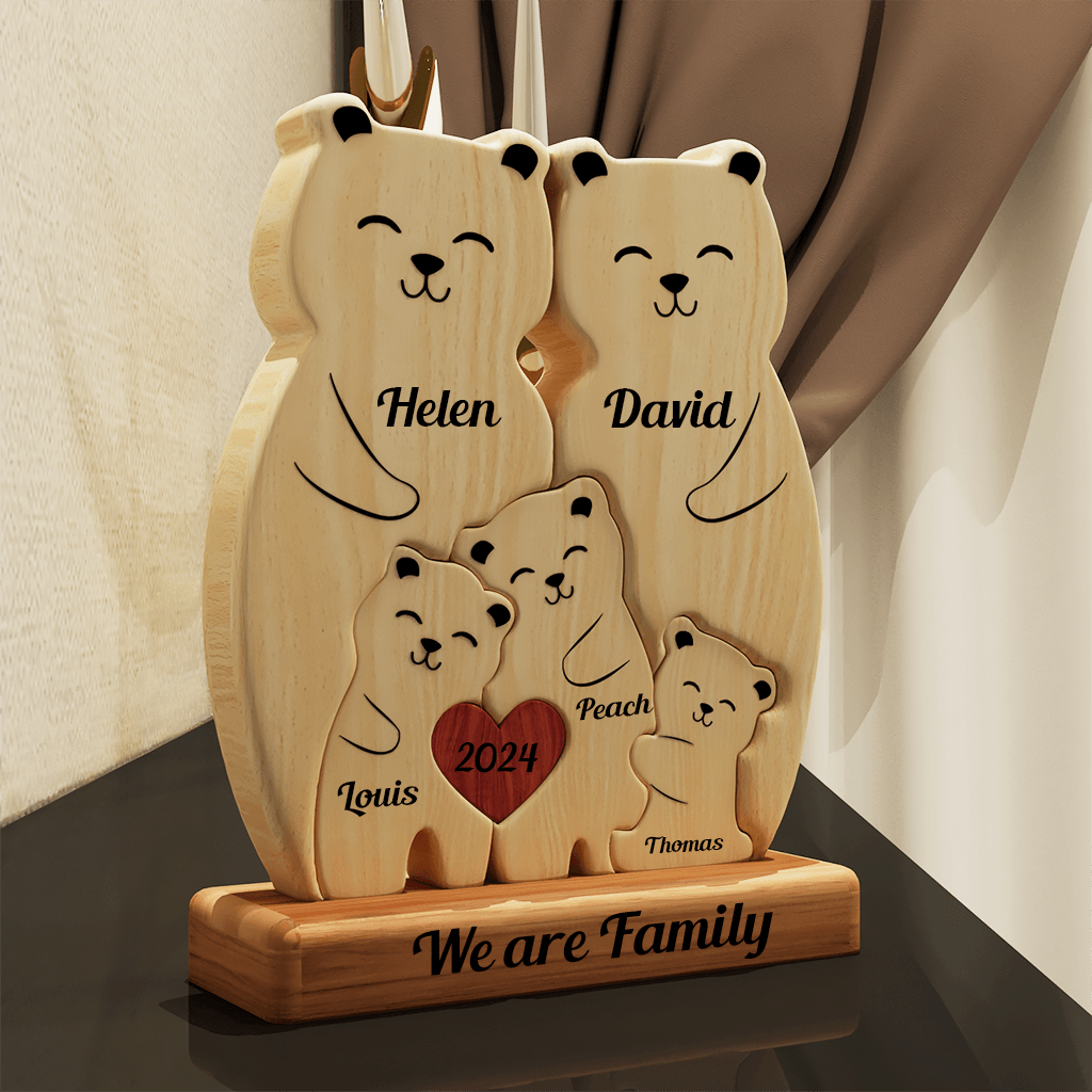 Teddy Bear Family Puzzle - Wooden Bears Family - Pet Carvings Gift