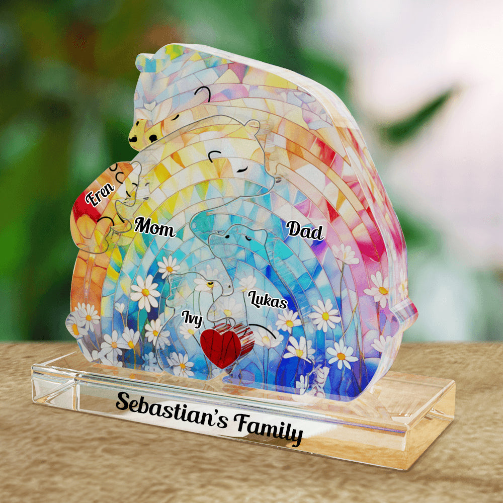 Lovely Bear Family Hug Acrylic - Acrylic Bears Family Pet Carvings