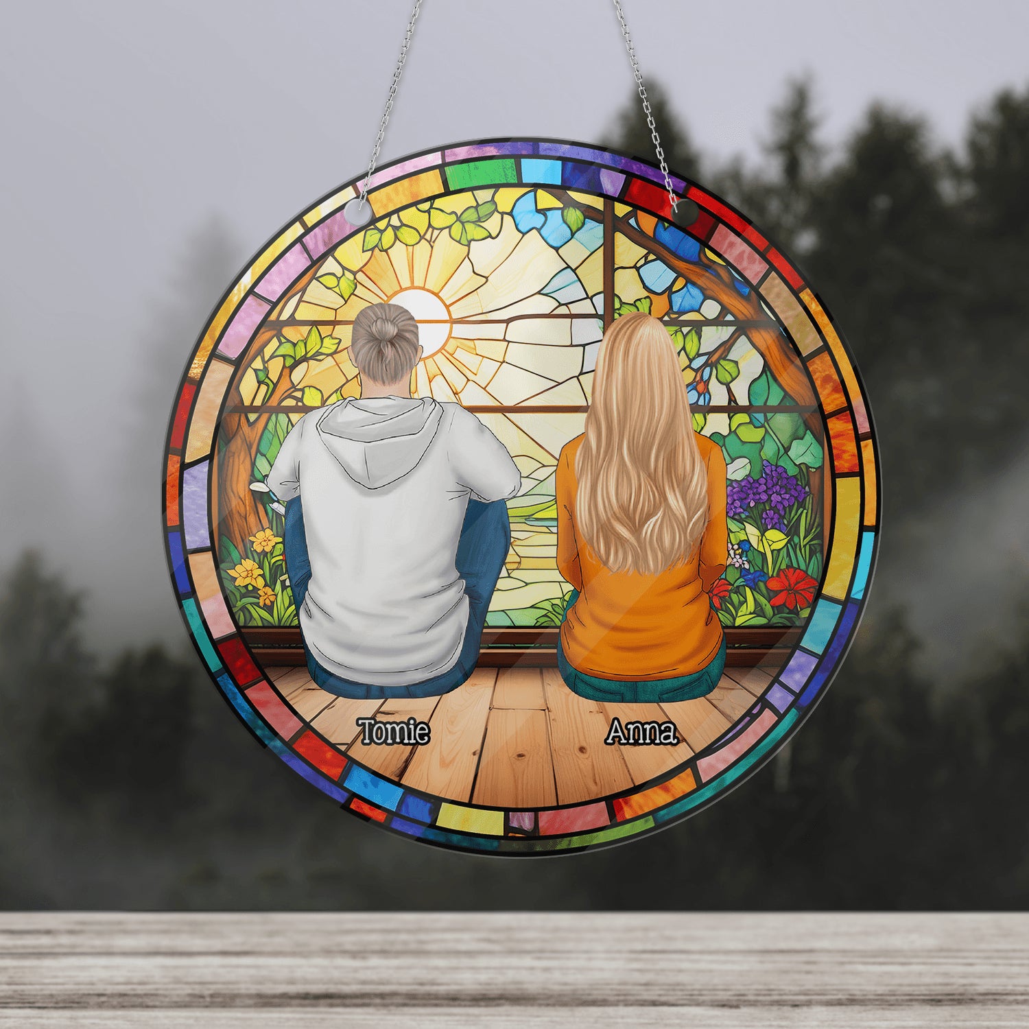Our Family Hanging Acrylic - Hanging Door Acrylic - Personalized Custom Shape Window Hanging Acrylic