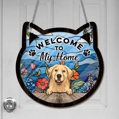 Welcome Home Door Sign - Personalized Hanging Door Suncatcher Sign