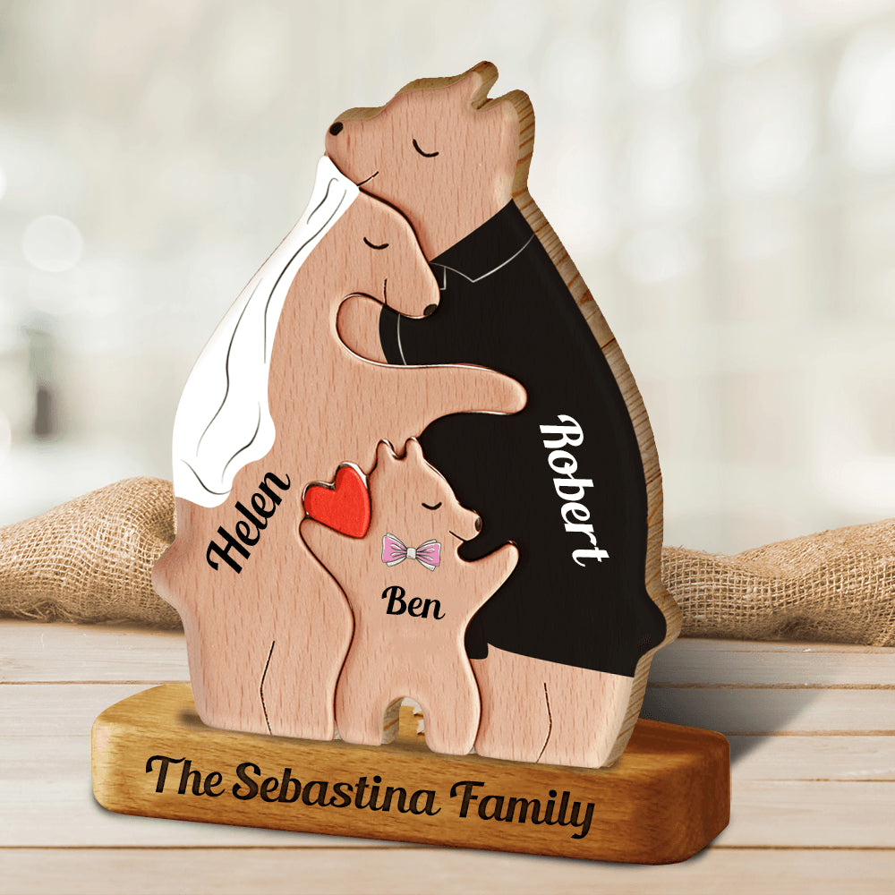 Anniversary Married Bears - Wooden Bears Family Pet Carvings