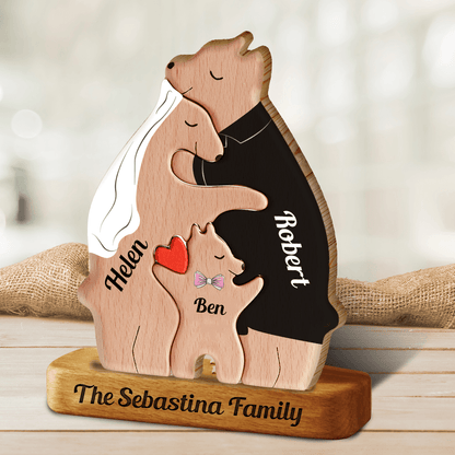 Anniversary Married Bears - Wooden Bears Family Pet Carvings