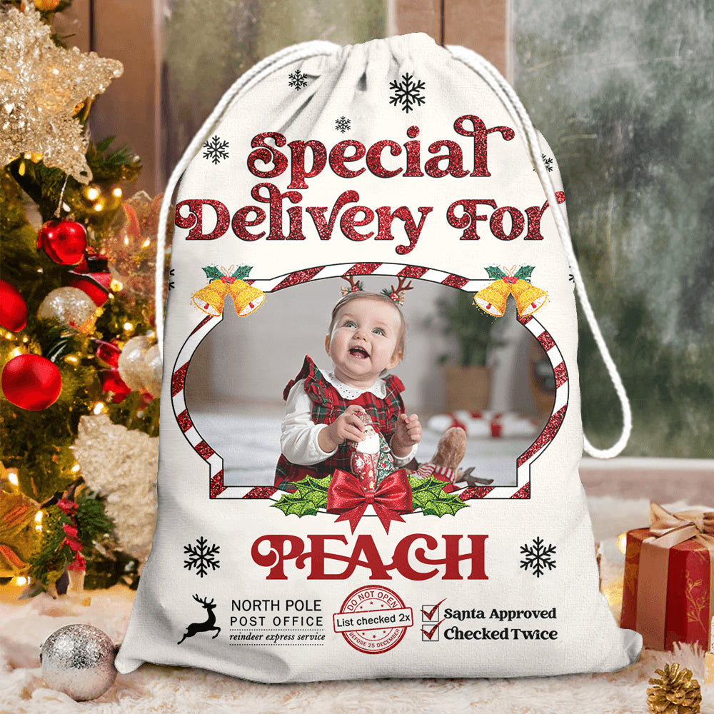 Glitter Christmas Sack - Personalized Santa Gift Bag