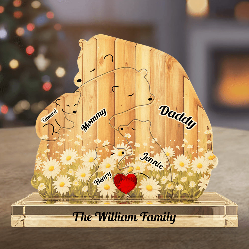 Personalized Acrylic Family Bear Puzzle - Family Keepsake Christmas