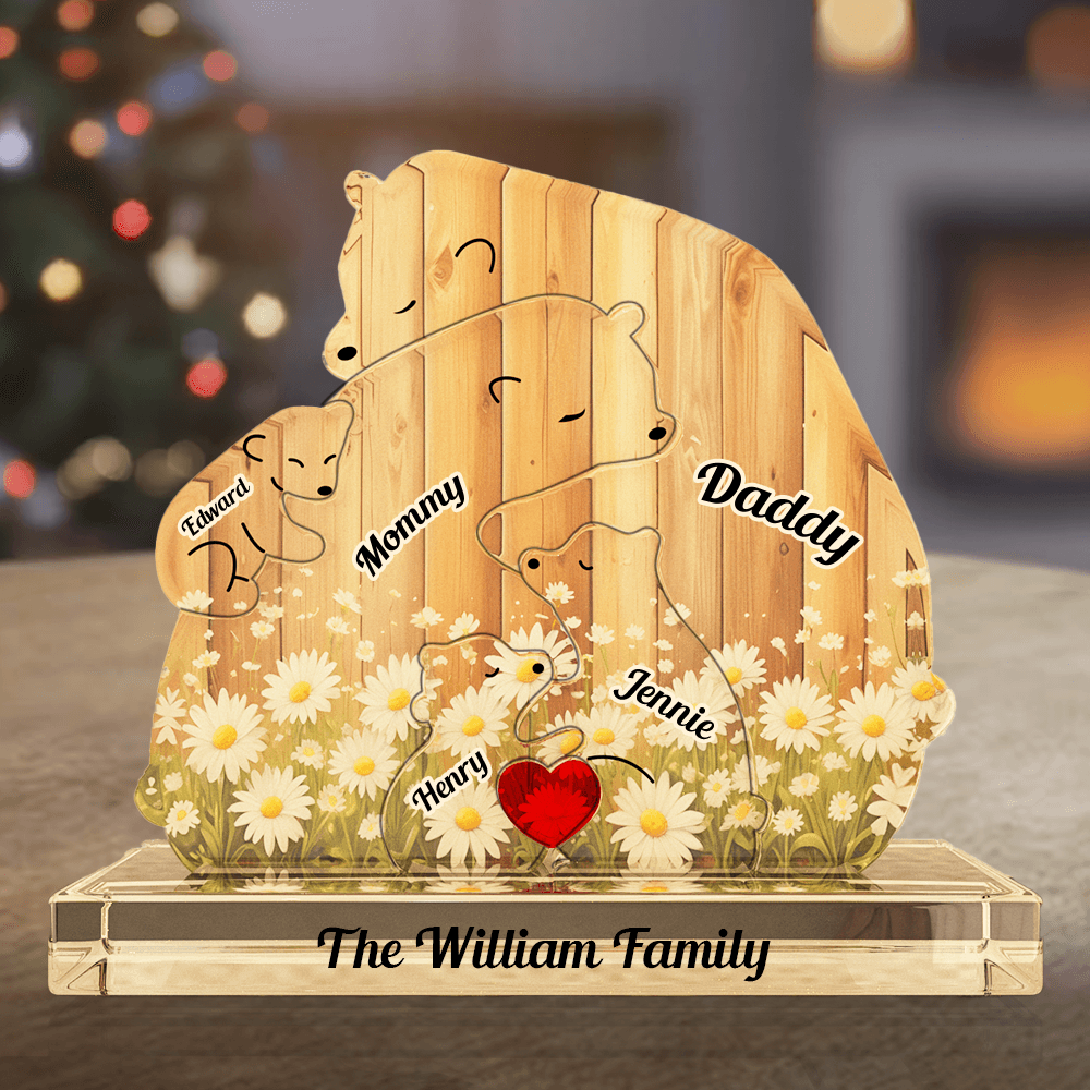 Personalized Acrylic Family Bear Puzzle - Family Keepsake Christmas