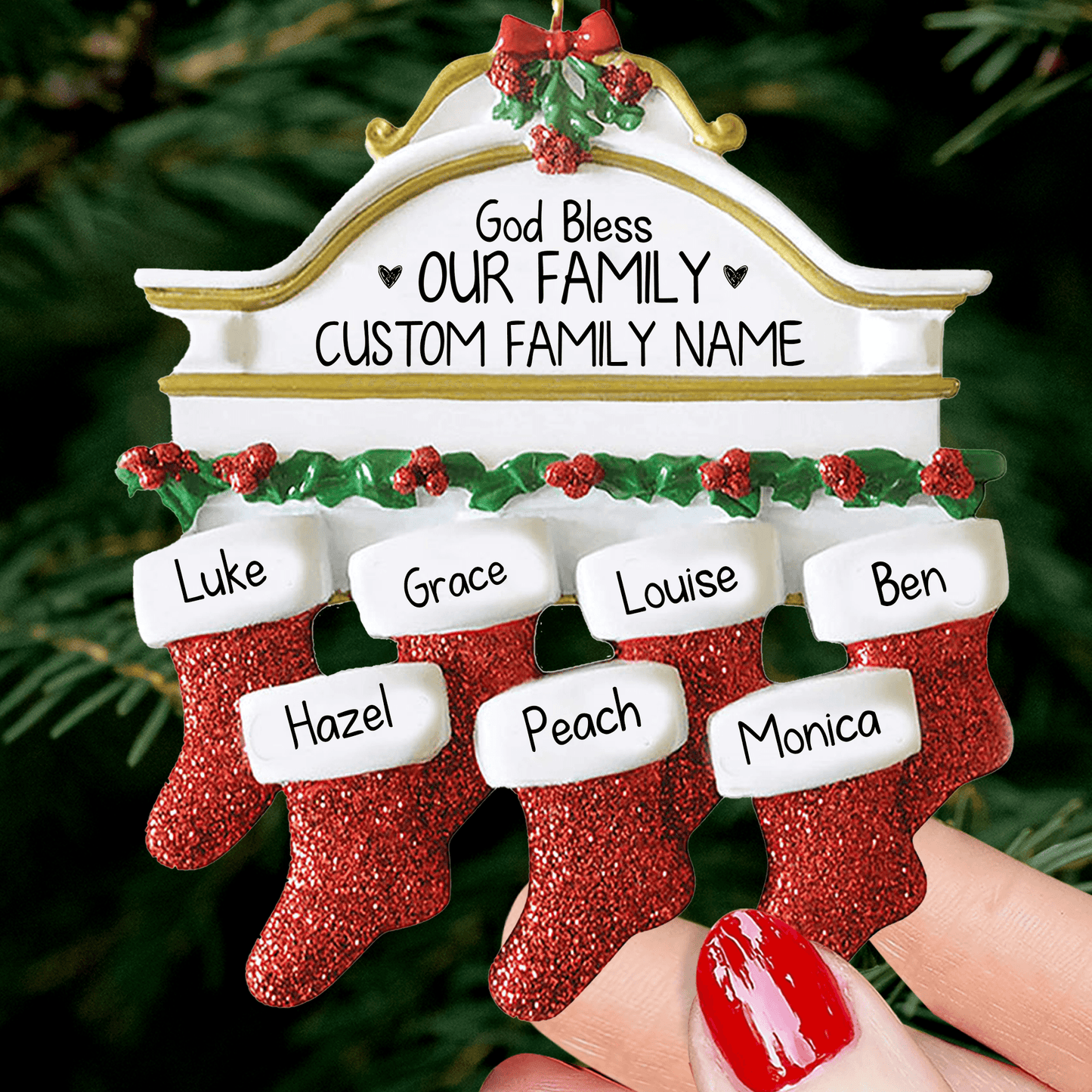Family Christmas Fireplace Ornament - Christmas Family Ornament