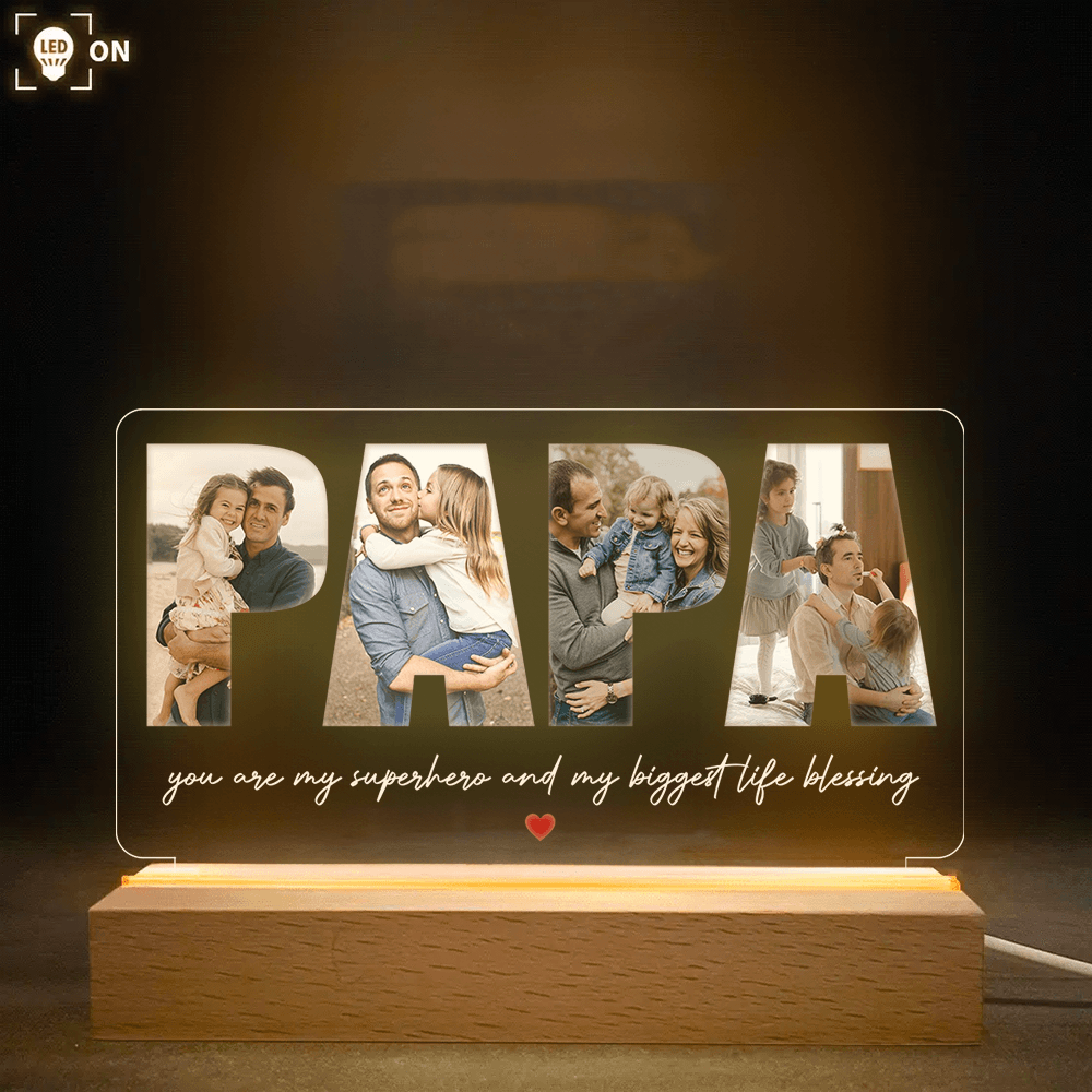 Personalized Dad Photo Gift - Best Dad Ever Night Light - Father's Day