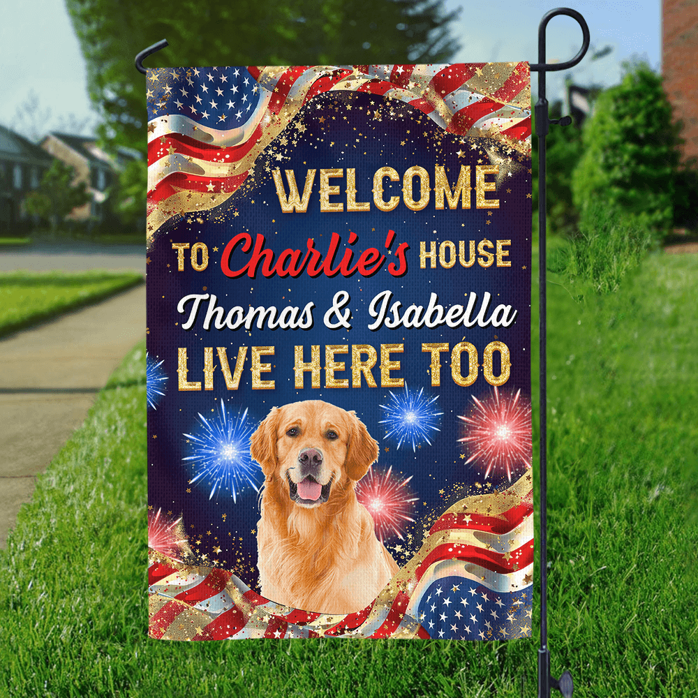 Personalized Pet July 4th Flag - Custom Welcome Garden House Flag