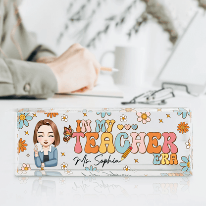 Personalized Teacher Desk Sign - In My Teacher Era Retro Flowers