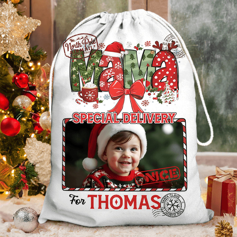Personalized Mama Nana Christmas Bag - Santa Claus Gift Present Sack
