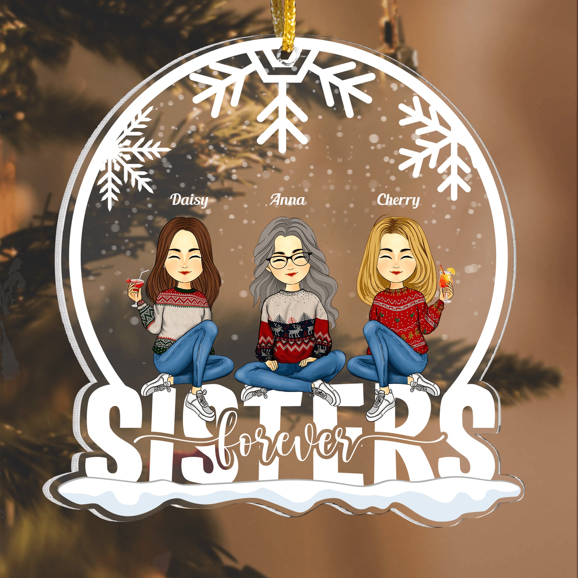 Sisters Forever - Personalized Custom Shaped Acrylic Ornament