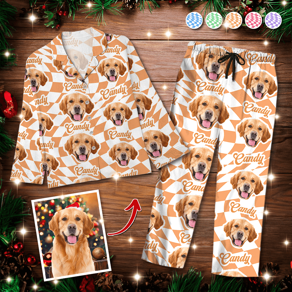 Custom Vans Checkered Christmas Pajama Set - Couple Gift