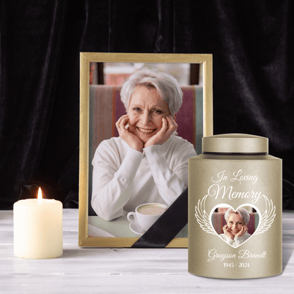 In Loving Memories Keepsake Urn for Ashes - Stainless Steel Urn