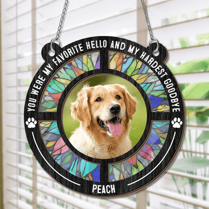 My Favorite Hello & Hardest Goodbye - Personalized Memorial Suncatcher