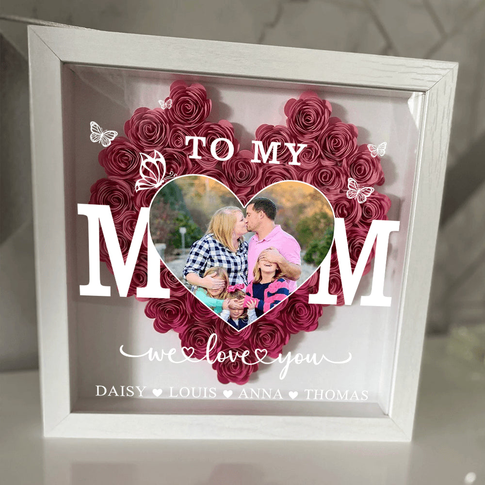 To My Mom - Personalized Heart Monogram Flower Box