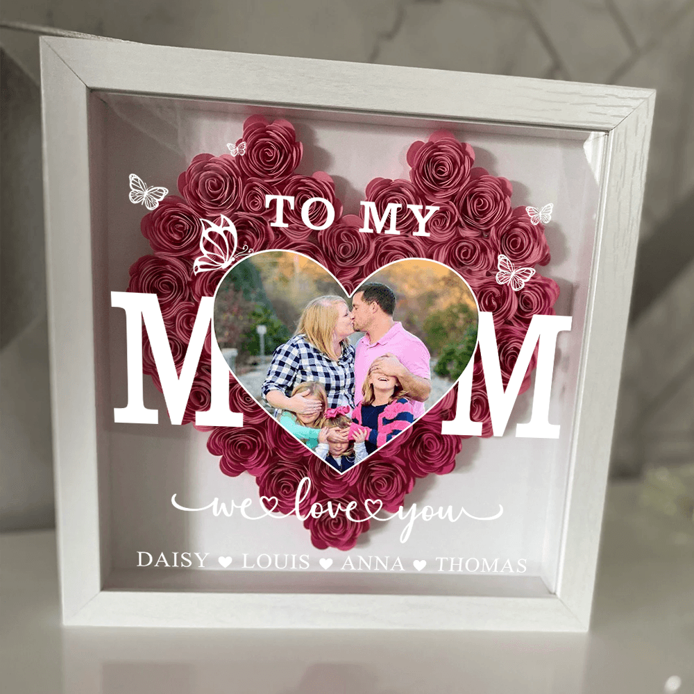 To My Mom - Personalized Heart Monogram Flower Box