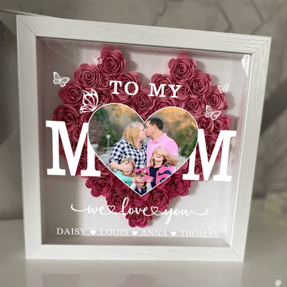 To My Mom - Personalized Heart Monogram Flower Box
