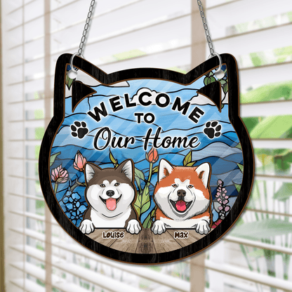 Welcome Home Door Sign - Personalized Hanging Door Suncatcher Sign