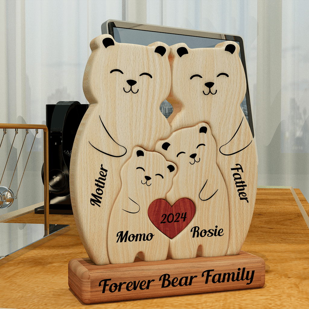 Teddy Bear Family Puzzle - Wooden Bears Family - Pet Carvings Gift
