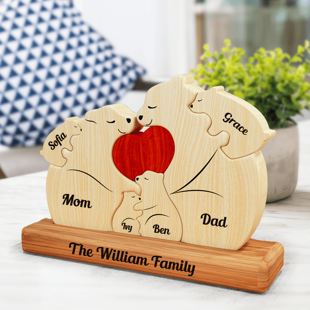 Chubby Bear Family Puzzle - Wooden Pet Carvings