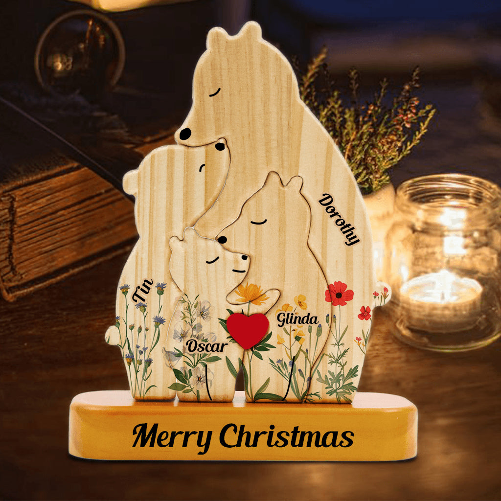 Flower Single Parent Bear Puzzle - Christmas Pet Carvings