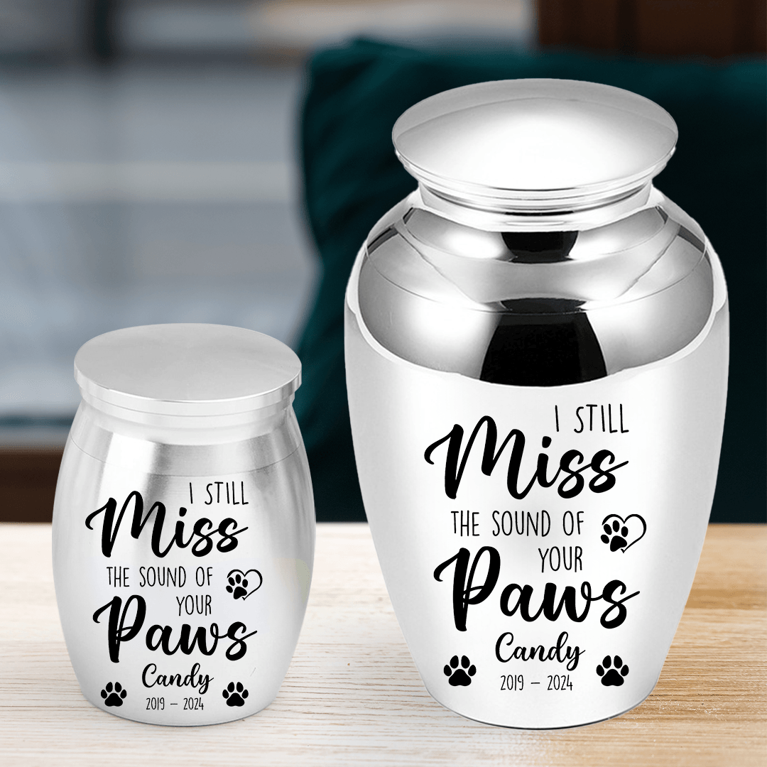 Mini Keepsake Urn - "I Still Miss The Sound Of Your Paws" Memorial