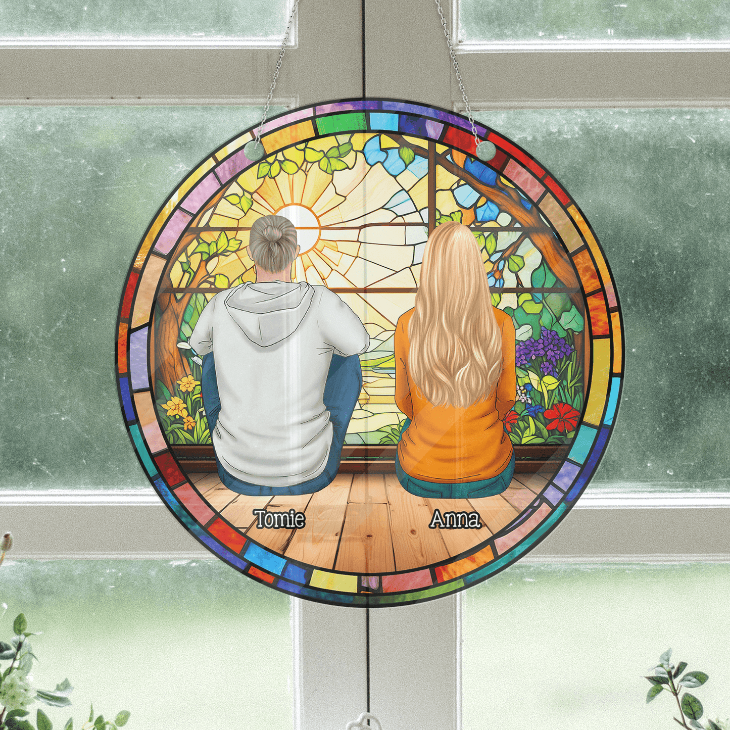 Our Family Hanging Acrylic - Hanging Door Acrylic - Personalized Custom Shape Window Hanging Acrylic