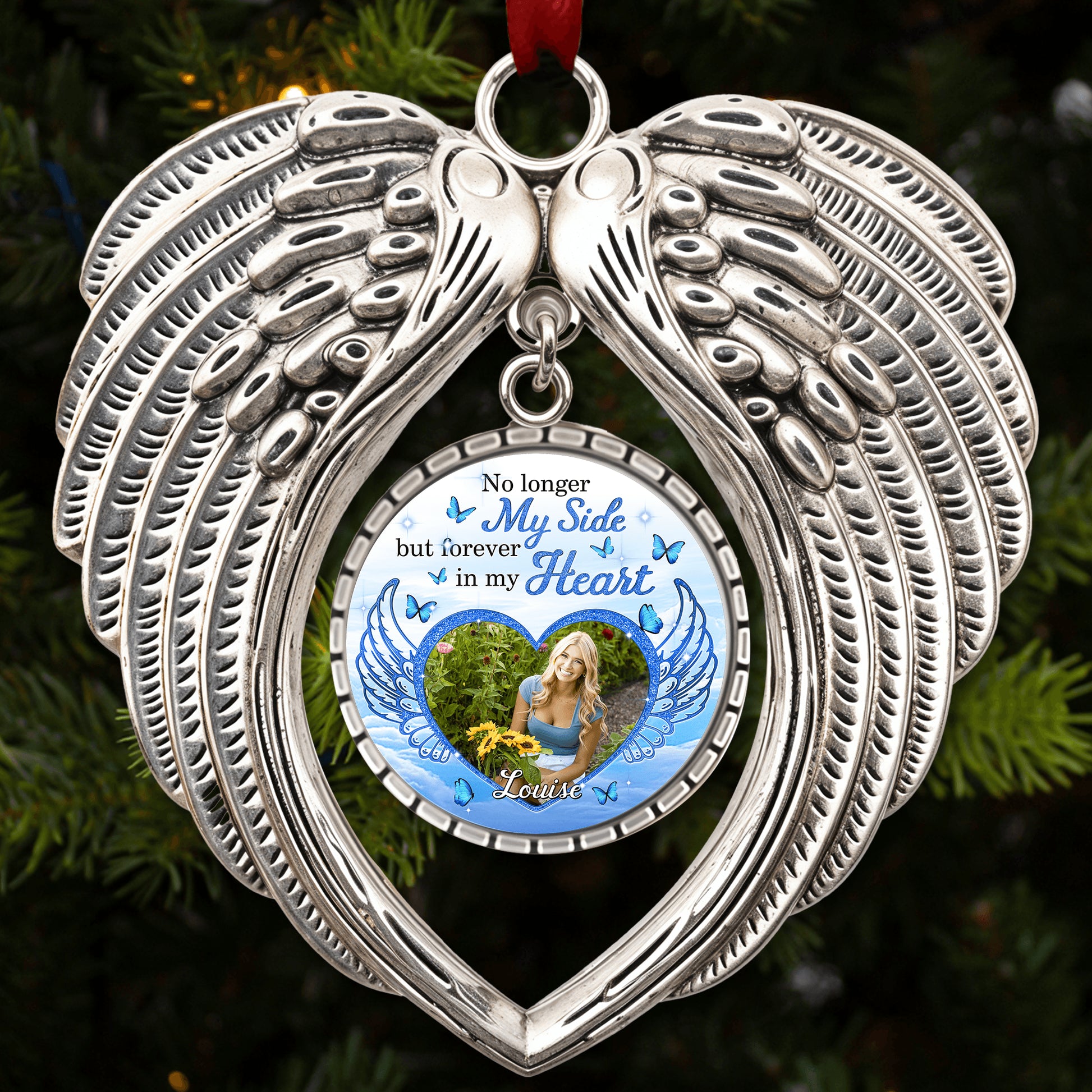 Angel Wings Memorial Ornament - A Piece Of My Heart Lives Heaven