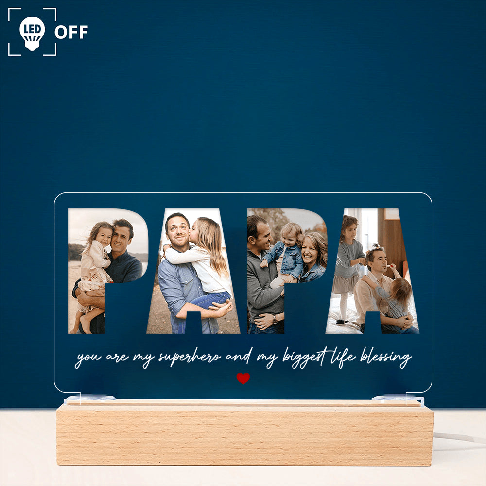 Personalized Dad Photo Gift - Best Dad Ever Night Light - Father's Day