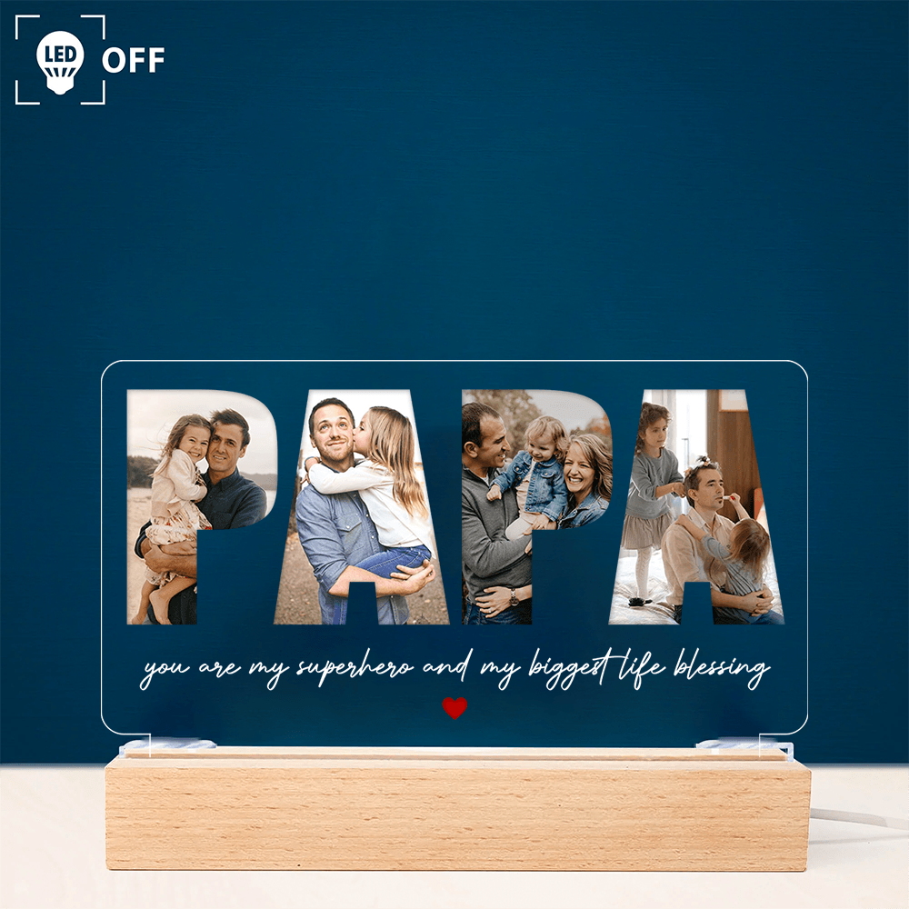 Personalized Dad Photo Gift - Best Dad Ever Night Light - Father's Day