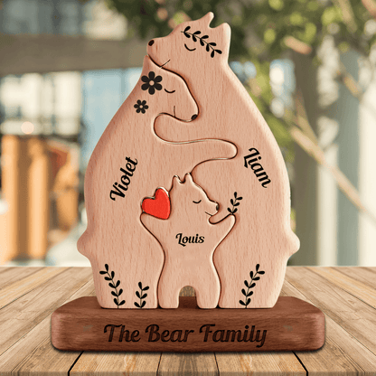 Personalized Bears Family Vintage Styles - Wooden Pet Carvings