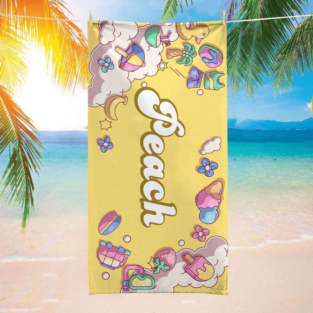 Personalized Beach Towel Name - Custom Name Summer Pool Towel
