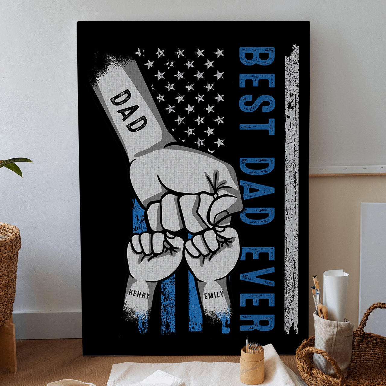 Custom Fist Bump Family Canvas - Personalized Dad Gift