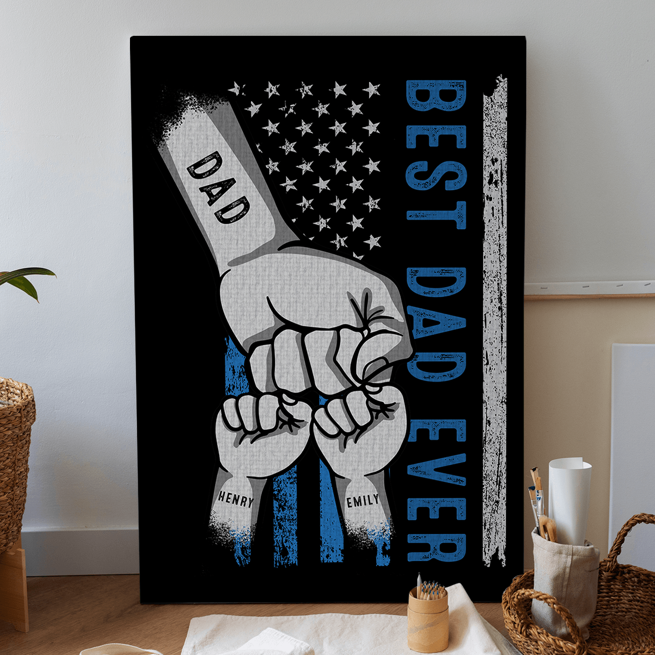 Custom Fist Bump Family Canvas - Personalized Dad Gift