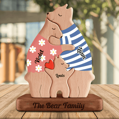 Personalized Bears Family Puzzle Funny Styles with Clothes Carvings