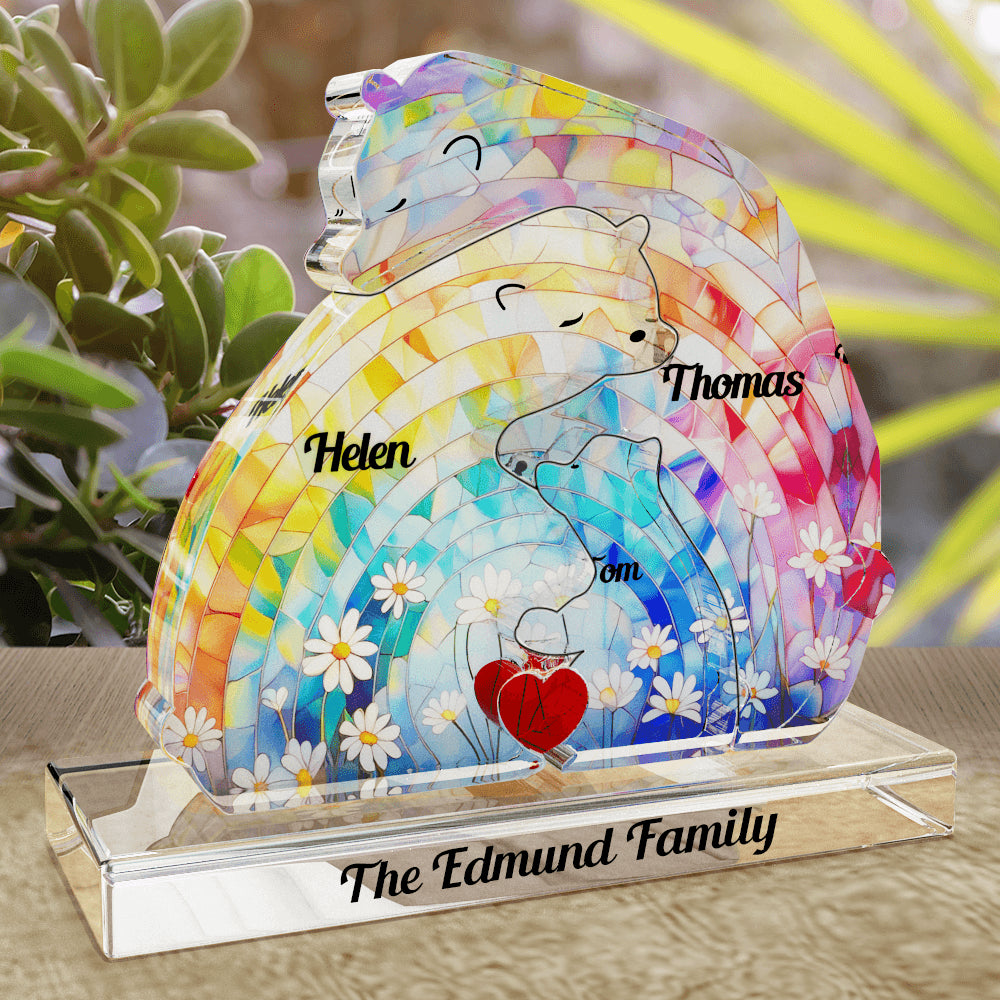 Lovely Bear Family Hug Acrylic - Acrylic Bears Family Pet Carvings