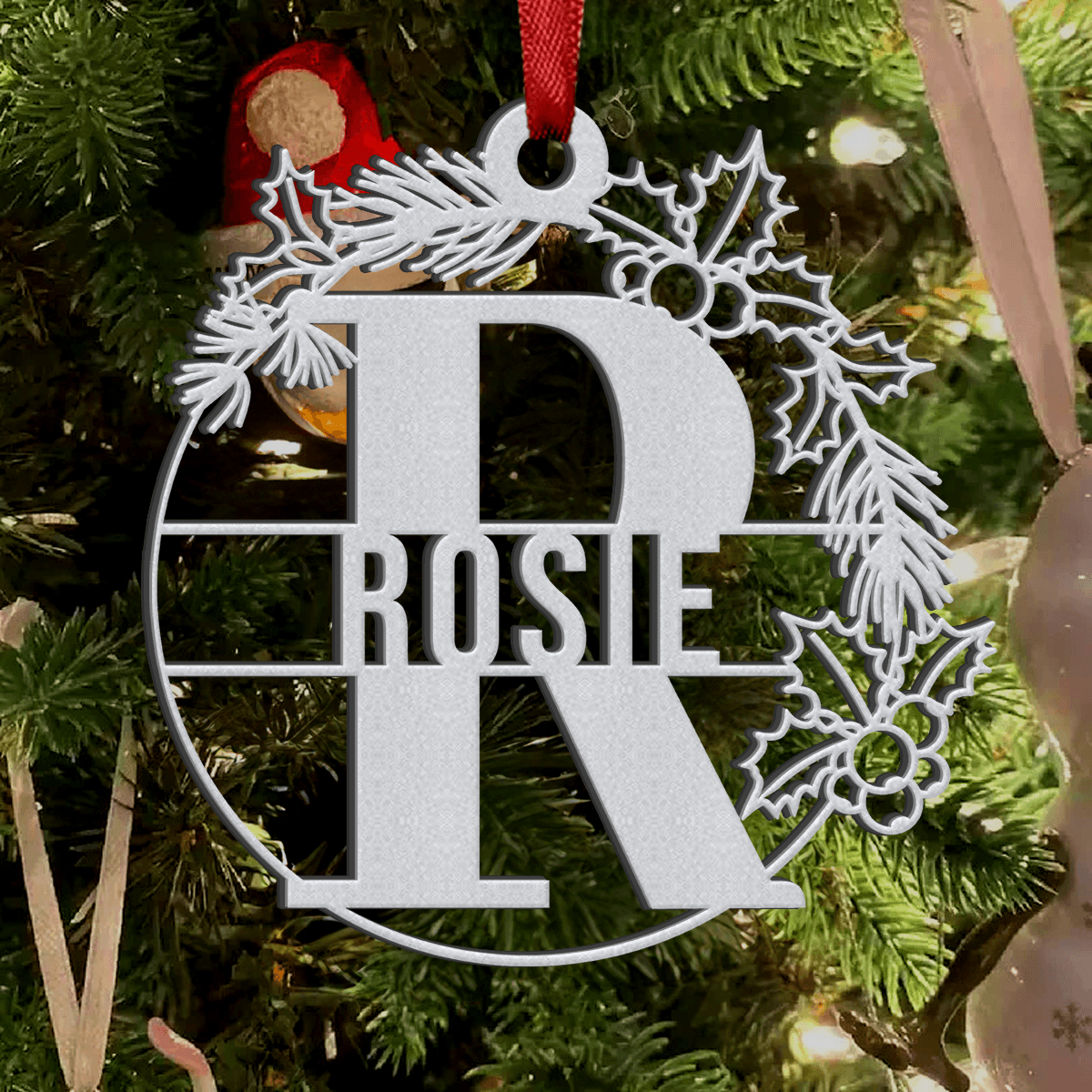Personalized Christmas Metal Ornament - Custom Name Design