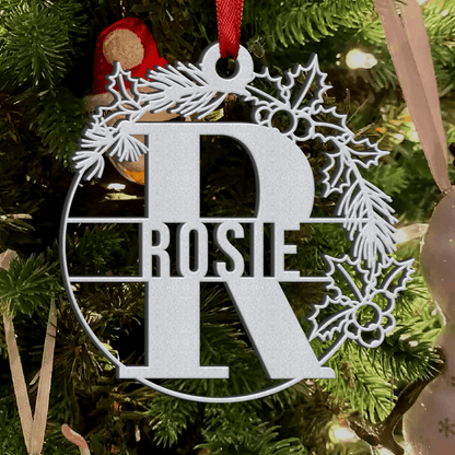 Personalized Christmas Metal Ornament - Custom Name Design