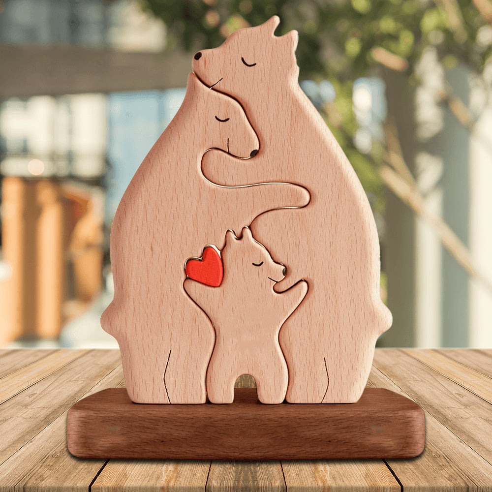 Non Custom Wooden Bears Family - Wooden Pet Carvings For Family