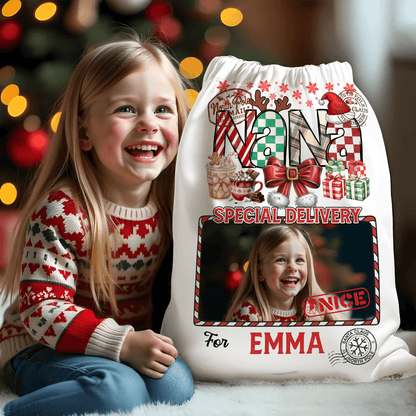 Personalized Mama Nana Christmas Bag - Santa Claus Gift Present Sack