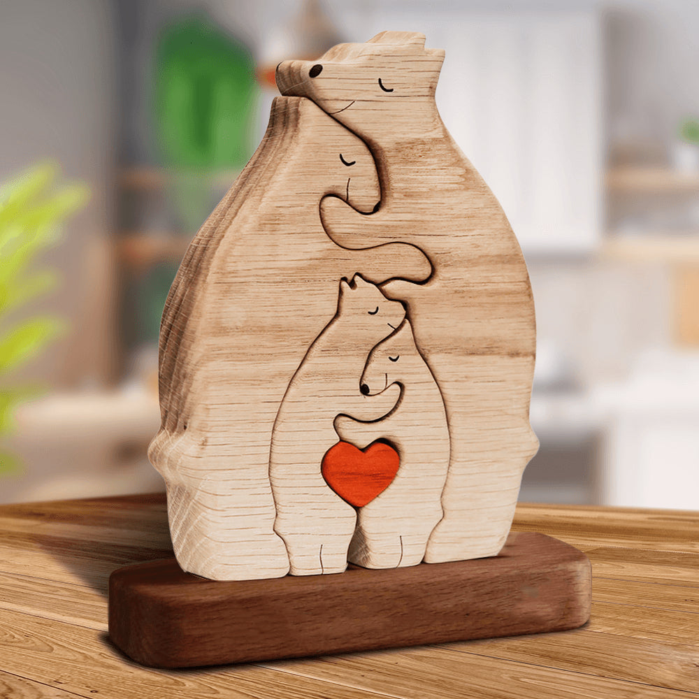 Non Custom Wooden Bears Family - Wooden Pet Carvings For Family