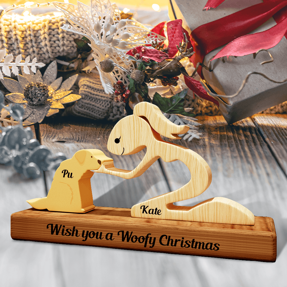 Personalized Dog Breeds Wood Carvings With Base - Custom Name Puzzle