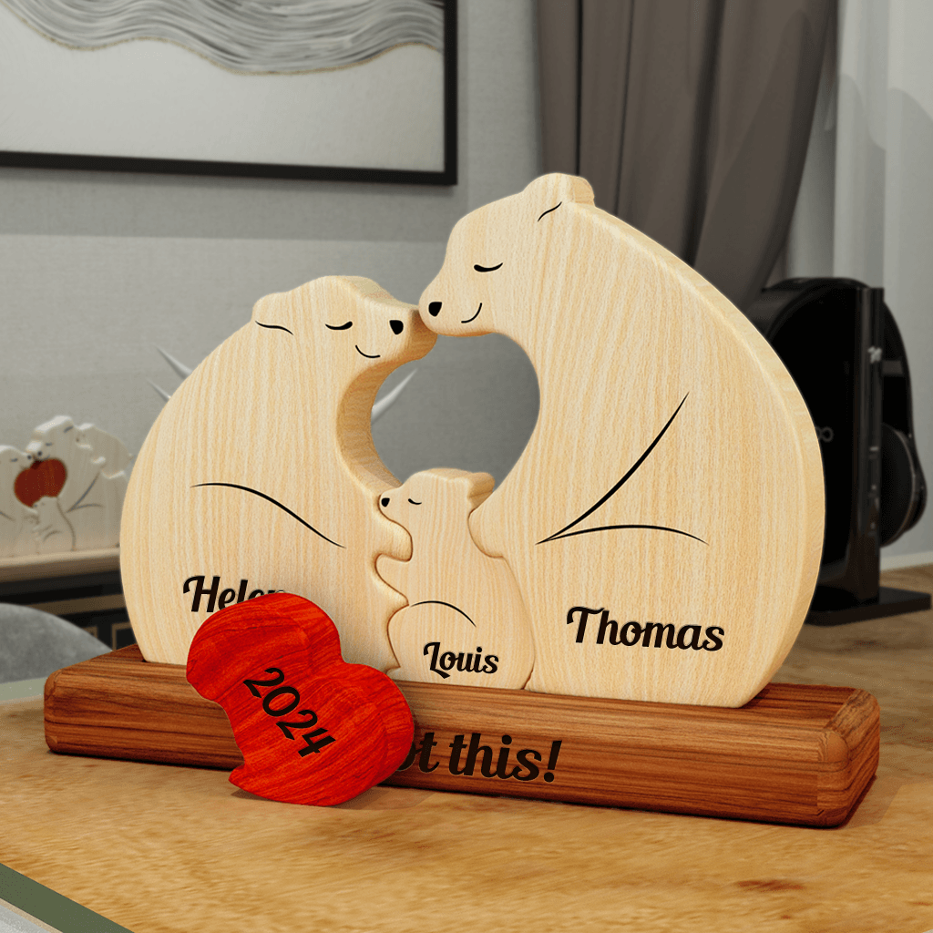 Chubby Bear Family Puzzle - Wooden Pet Carvings