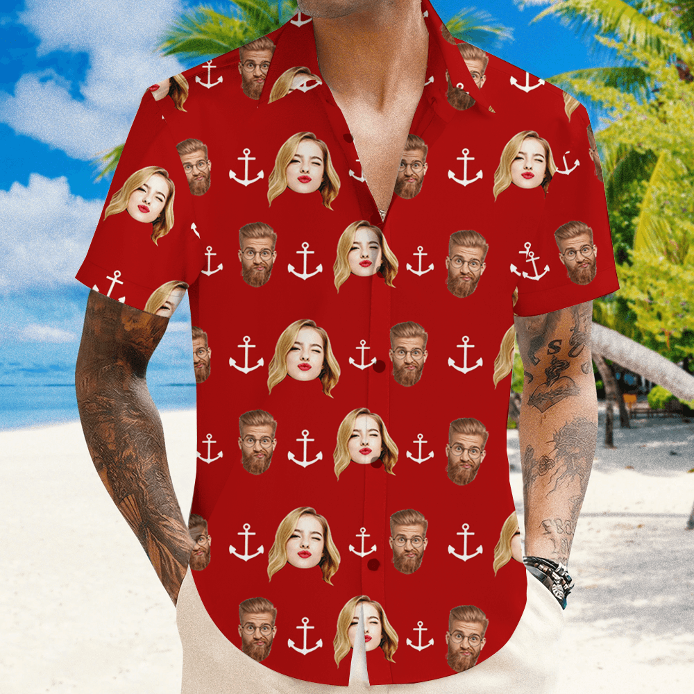 Personalized Anchor Photo Name - Personalized Custom Hawaiian Shirt