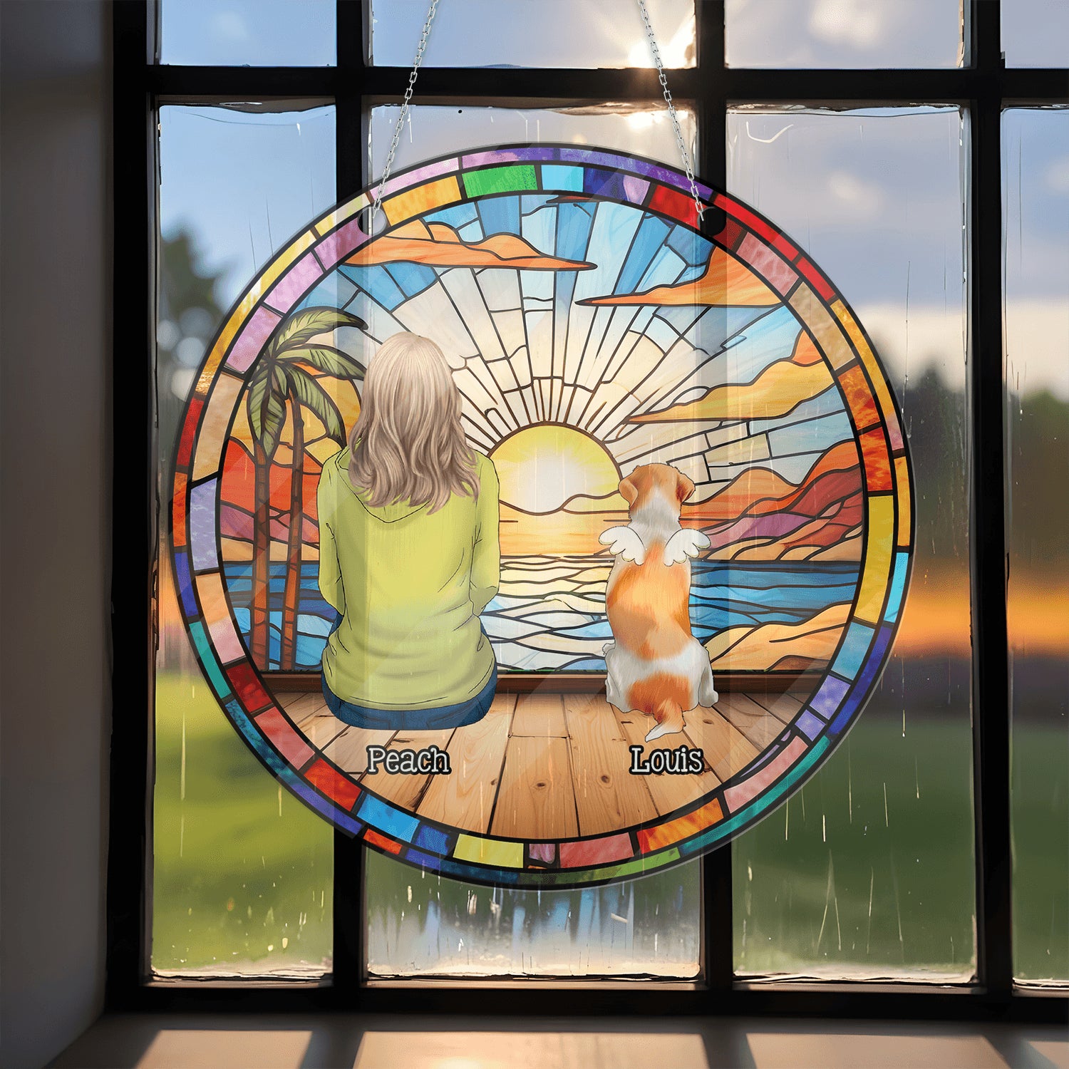 Our Family Hanging Acrylic - Hanging Door Acrylic - Personalized Custom Shape Window Hanging Acrylic